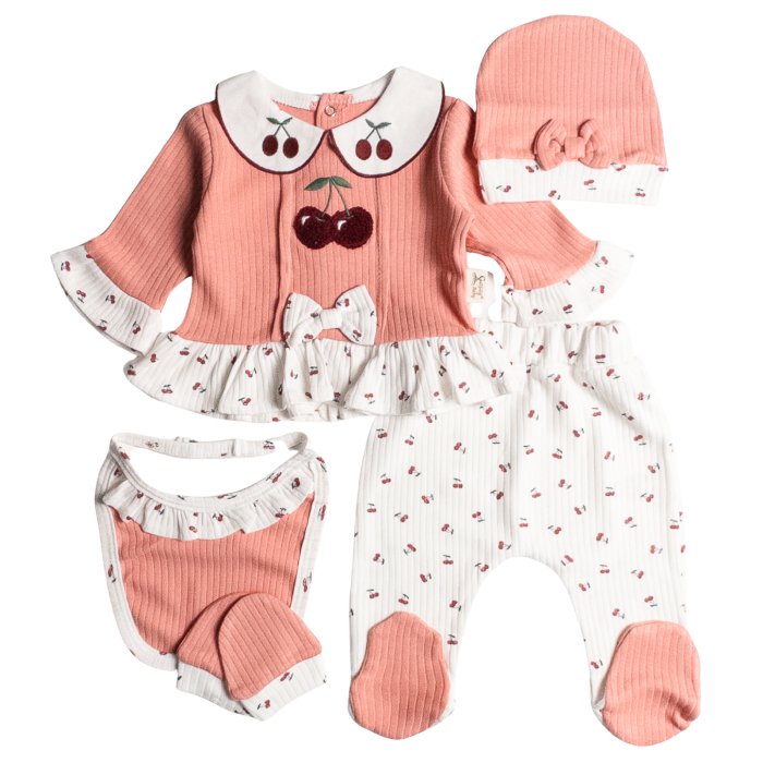 Set 5 piese pentru Nou Nascuti fetite, Model Ciresele [2]