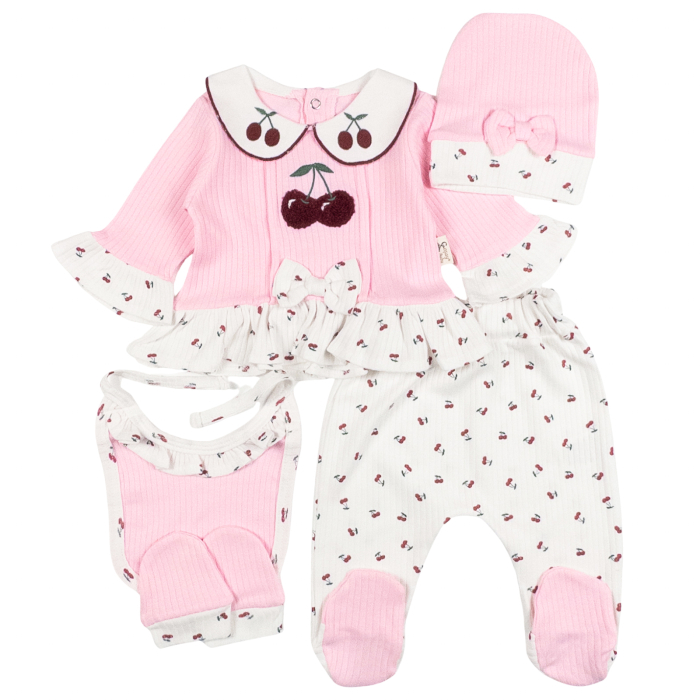 Set 5 piese pentru Nou Nascuti fetite, Model Ciresele roz [1]