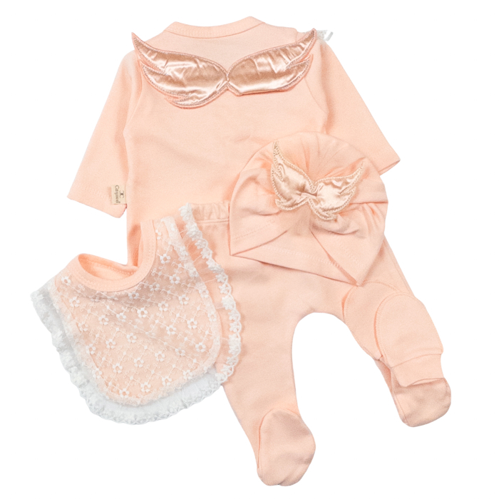 Set 5 piese pentru Nou Nascuti fetite, Model Ingeras, coral [2]