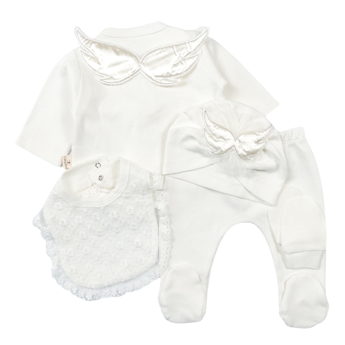 Set 5 piese pentru Nou Nascuti fetite, Model Ingeras, Alb [2]