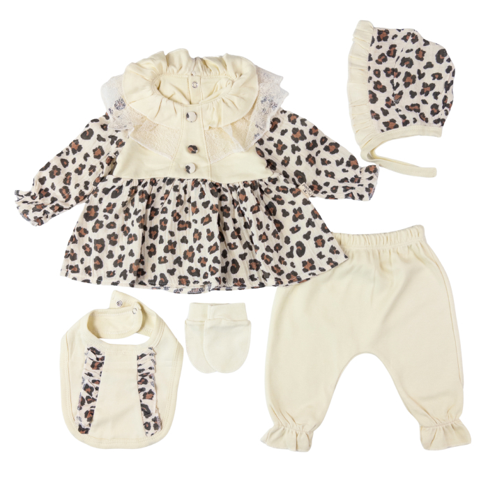 Set 5 piese pentru Nou Nascuti fetite, model Leopard [2]