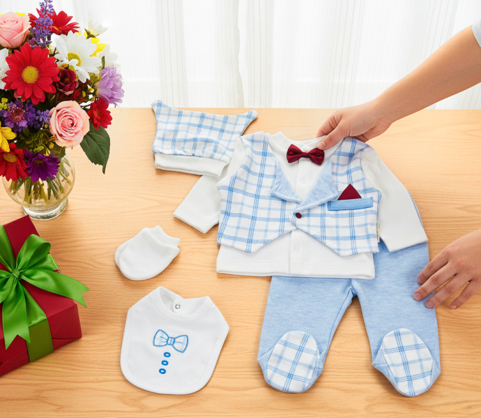 Set 5 piese pentru nou nascuti, model Elegance blue [2]