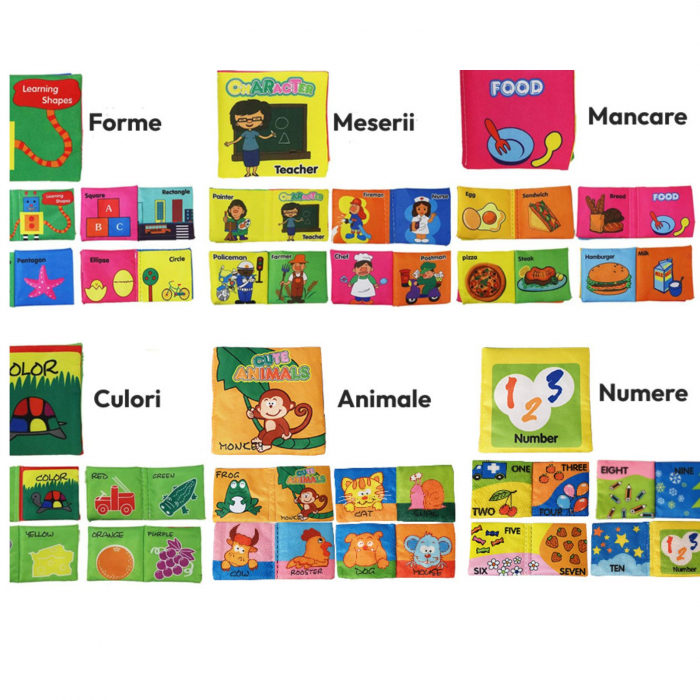 Set 6 carti senzoriale si fosnaitoare pentru bebelusi cu tematici diverse, potrivite +6 luni [3]