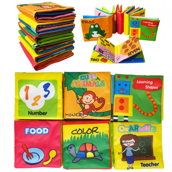 Set 6 carti senzoriale si fosnaitoare pentru bebelusi cu tematici diverse, potrivite +6 luni [1]