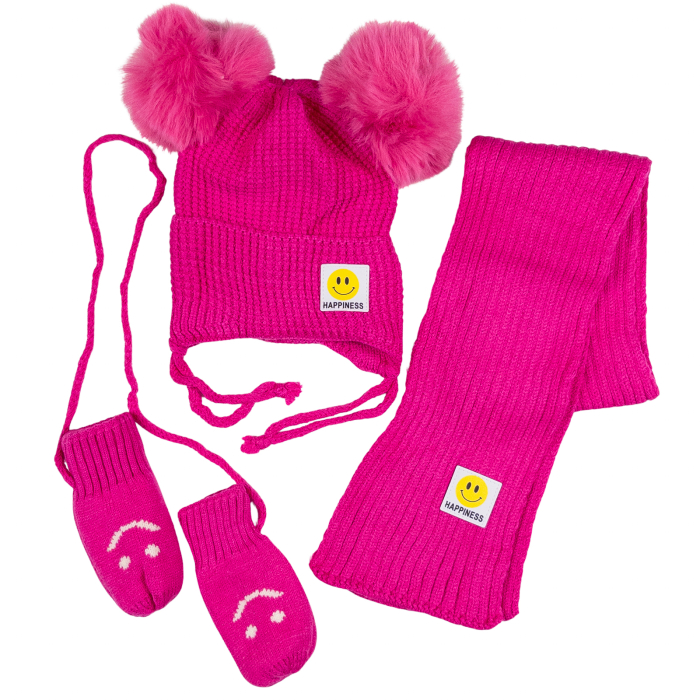 Set caciulita, fular si manusele,1-2 ani, roz fucsia [1]