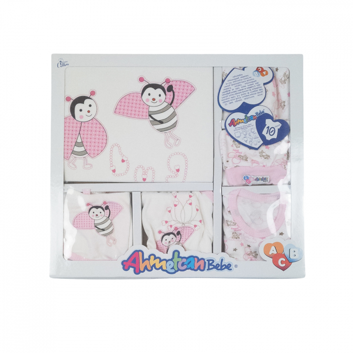Set cadou 10 piese pentru nou nascuti, model Buburuza [2]