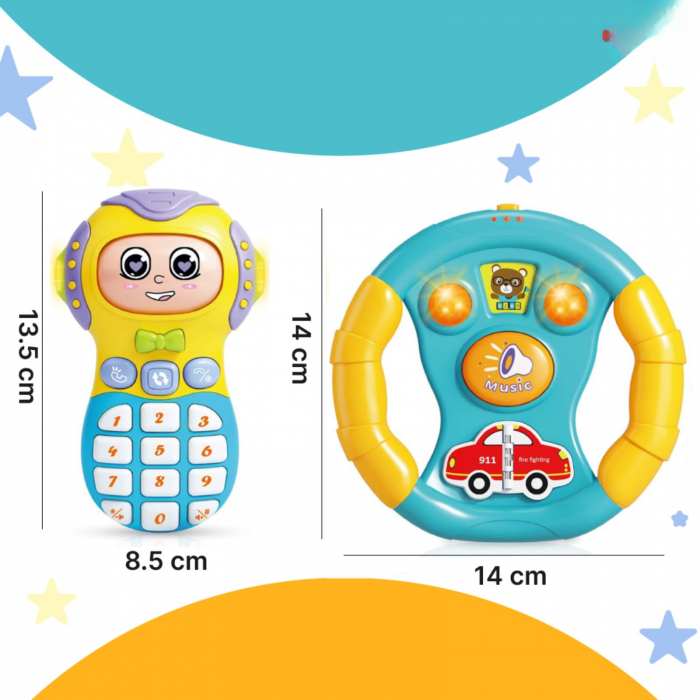 Set Jucarii Interactive, Telefon si volan cu lumini si sunete, +12 luni [5]