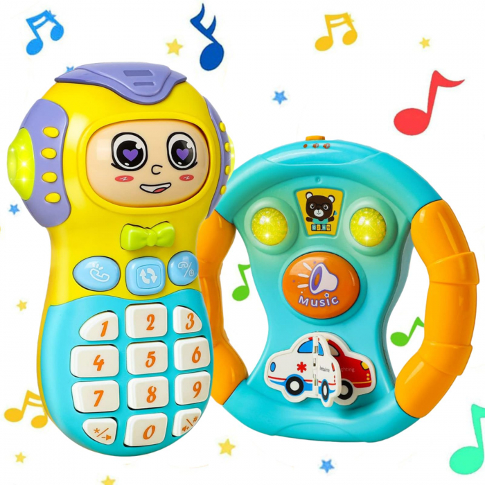 Set Jucarii Interactive, Telefon si volan cu lumini si sunete, +12 luni [1]