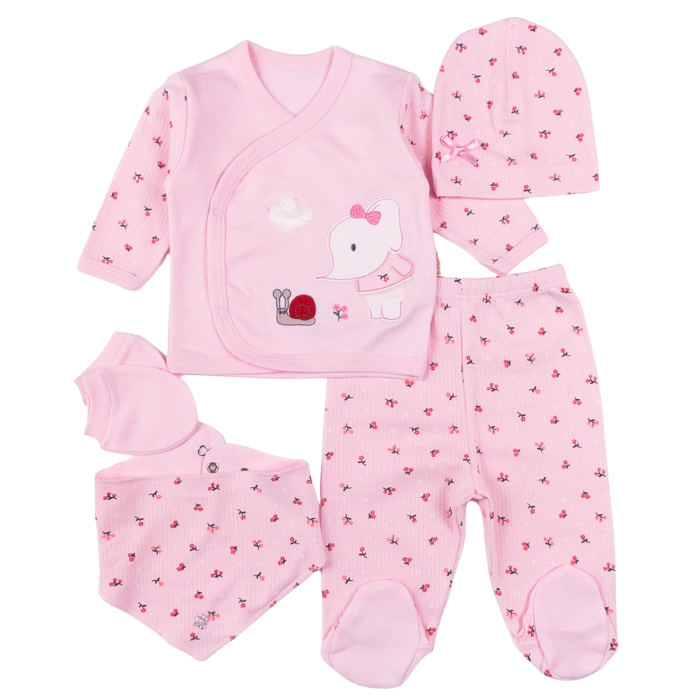 Set nou nascuti fetite, 5 piese, model Elefantel [1]