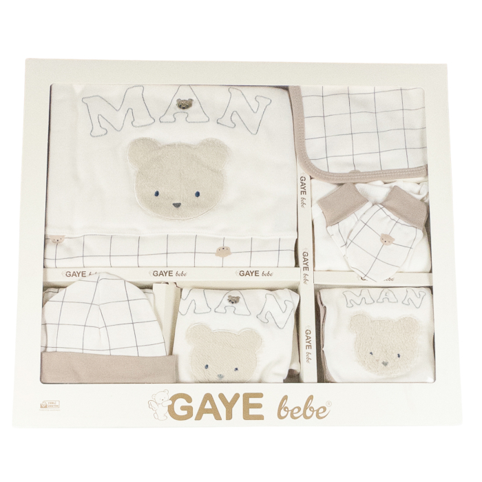 Set pentru nou nascuti, 10 piese, model Ursulet. culoare Ivoire [2]