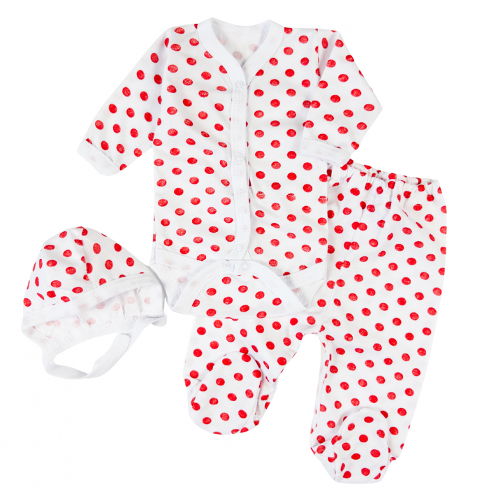 Set pentru nou-născuți, 3 piese, model cu Bulinute rosii [1]