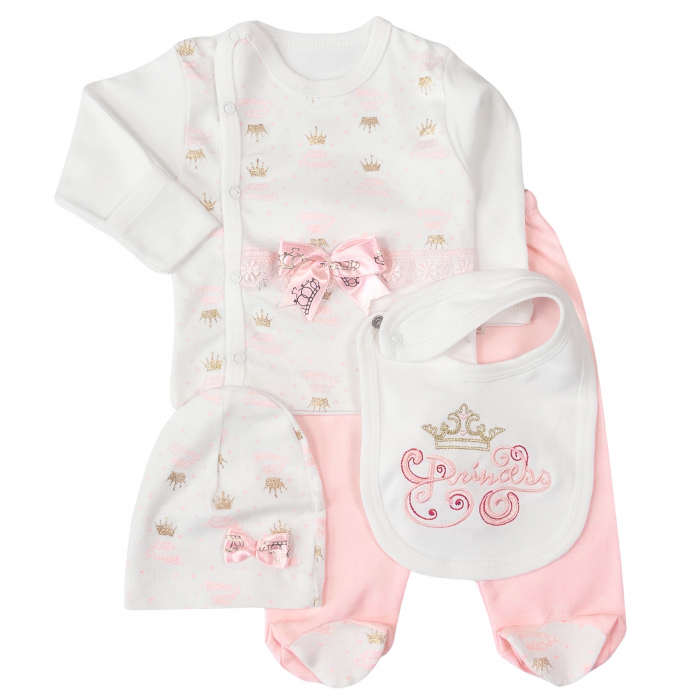Set pentru nou-născuți  fetite, 4 piese, Model Printesa [1]