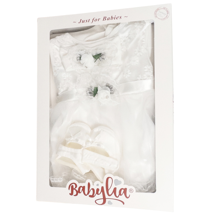 Set pentru nou-născuți, 4 piese, Model Printesa, culoare Alb [3]
