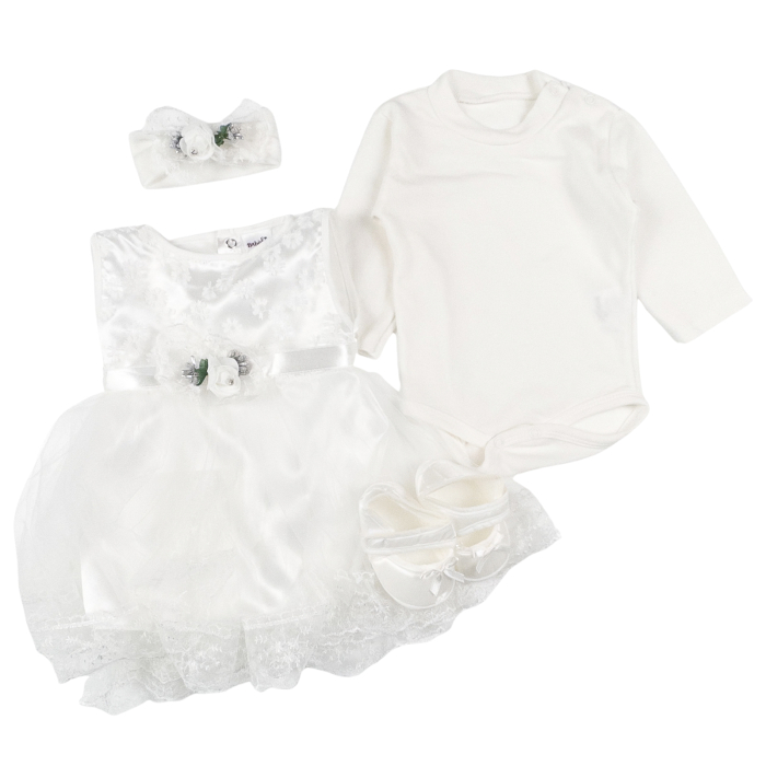 Set pentru nou-născuți, 4 piese, Model Printesa, culoare Alb [2]