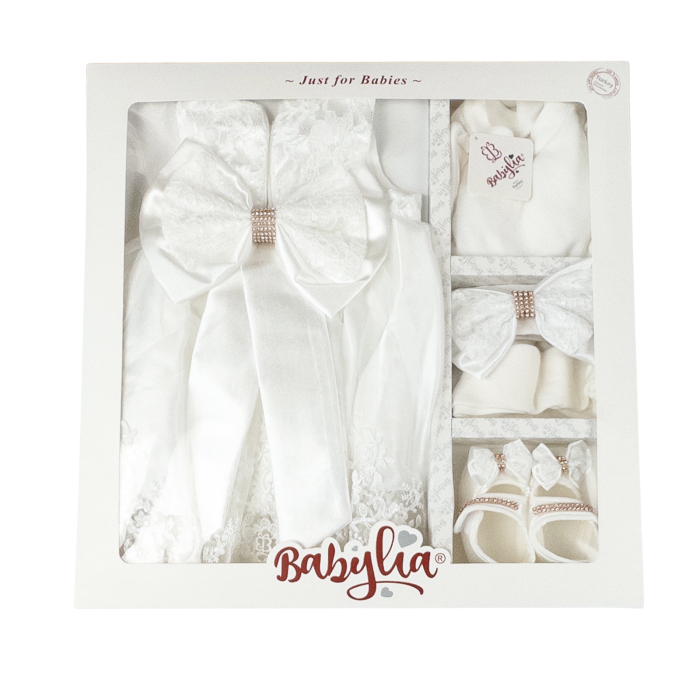 Set pentru nou-născuți, 5 piese, Model Printesa, Alb [2]
