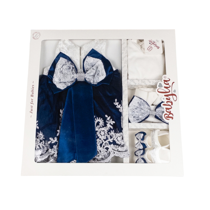 Set pentru nou-născuți, 5 piese, Model Printesa, albastru safir [2]