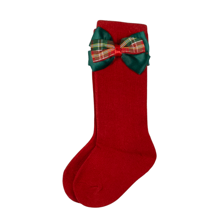 Sosete trei sferturi 0-2 Ani, cu model din tesatura si fundita din satin [1]