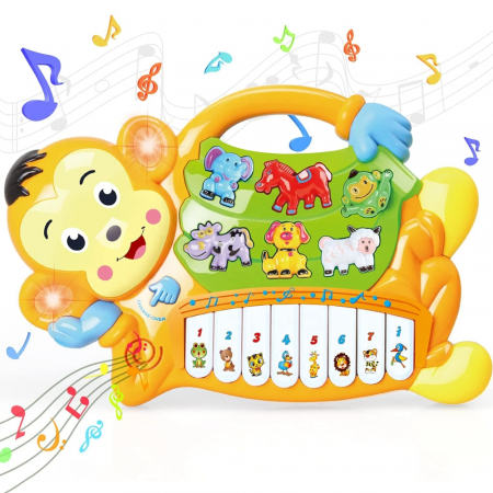 Jucarie interactiva muzicala cu functii si lumini, mini orga Maimutica [0]