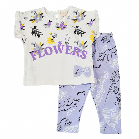 Haine bebelusi fete ❤️ - Compleu pentru fetite, model  Flowers lila