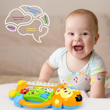 Jucarie interactiva muzicala cu functii si lumini, mini orga Maimutica [1]
