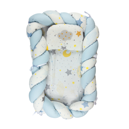 Camera bebelusului - Baby Nest Împletit Bebeluși, 80x50x10 cm, Bleu
