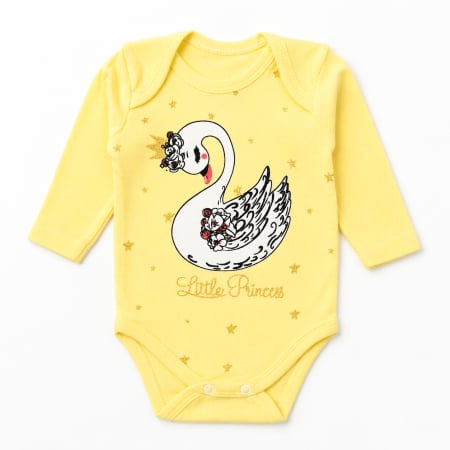 Haine bebelusi fete ❤️ - Body bebe fete cu imprimeu lebădă, Little Princess