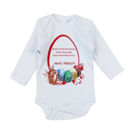 Haine bebelusi fete - Body Bebelusi, Mânecă Lungă, Tematică Paște