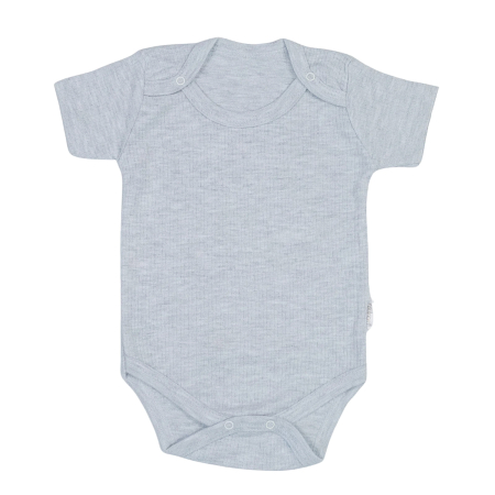 Body baieti - Body maneca scurta culoare gri deschis