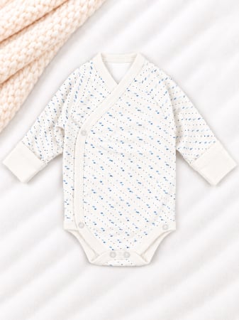 Body baieti - Body pentru nou nascuti, tip kimono, model cu inimioare albastre