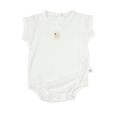 Haine bebelusi baieti ❤️ - Body Texturat Bebeluși, Mânecă Scurtă, Ursuleț, Alb