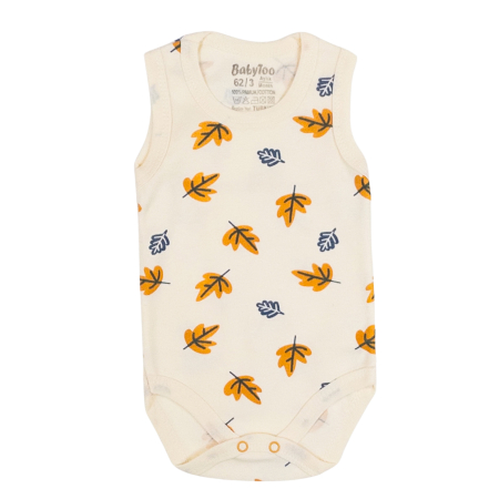 Body baieti - Body tip maiou, model Frunzulite galbene