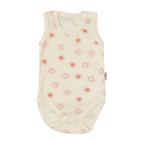 Body baieti - Body tip maiou, model Soare, culoare bej