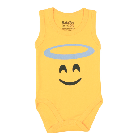 Haine bebelusi fete ❤️ - Body Tip Maiou pentru Nou-născuți și Bebelusi, Imprimeu Emoji Zâmbitor