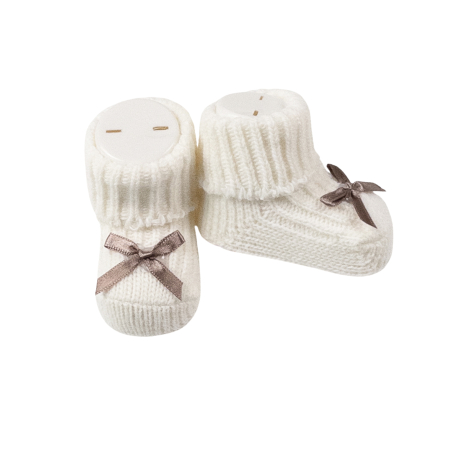 Black Friday - Botosei tricotati bebelusi 0-6 luni, alb