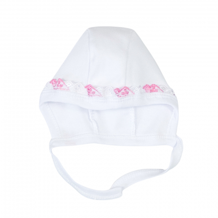 Botosi, sosete, dresuri, caciuli - Caciulita stil TICHIE pentru nou nascuti , detalii roz