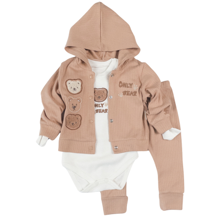 Haine bebelusi baieti ❤️ - Compleu 3 Piese Bebeluşi, model 3 Ursuleti