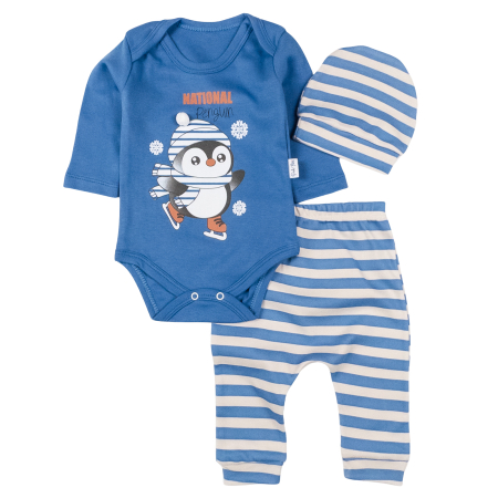 Imbracaminte nou-nascuti - Compleu 3 piese model Pinguin