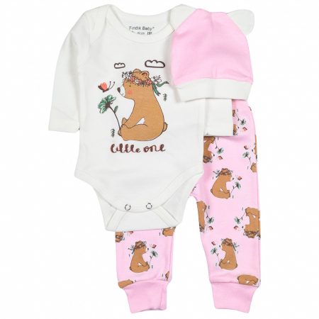 Haine bebelusi fete - Compleu 3 piese model LittleOne pink
