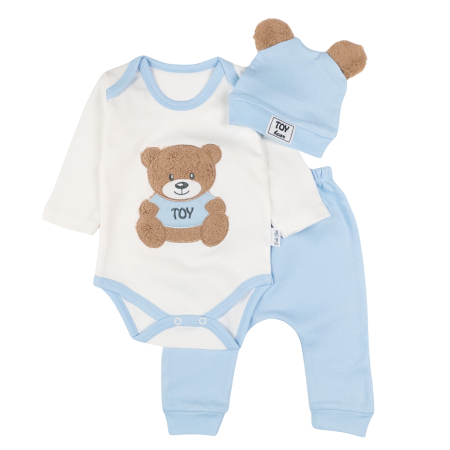 Haine bebelusi baieti - Compleu 3 piese pentru bebelusi, model Toy Blue