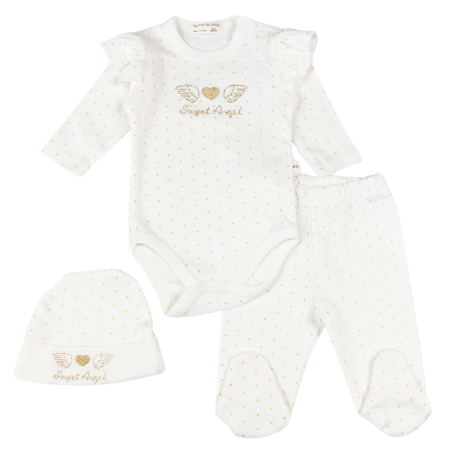 Seturi fetite - Set 3 piese pentru bebelusi, model Ingeras