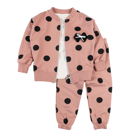 Haine bebelusi fete - Compleu 3 piese pentru fetite, model Bulinute