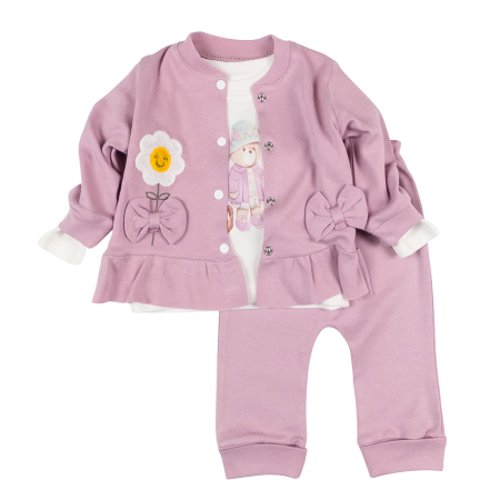 Seturi fetite - Compleu 3 piese pentru fetite, model Floare