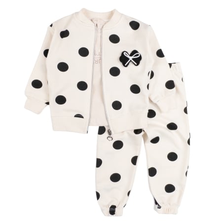 Haine bebelusi fete - Compleu 3 piese pentru fetite, model Bulinute