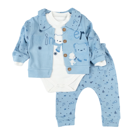 Haine bebelusi baieti ❤️ - Compleu 3 Piese Bebeluşi, model Micul Ursulet