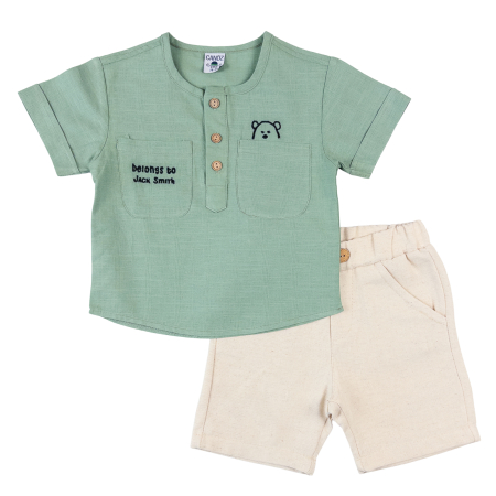 Haine bebelusi baieti ❤️ - Compleu Băieței, Design Smart-Casual, Culoare Vernil/ Bej