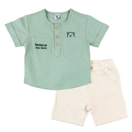 Compleuri bebelusi baieti - Compleu Băieței, Design Smart-Casual, Culoare Vernil/ Bej