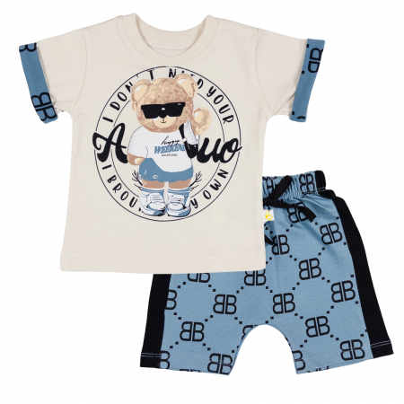 Compleuri bebelusi baieti - Compleu pentru Bebelusi, model  BB albastru