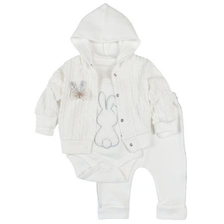 Haine bebelusi fete ❤️ - Compleu pentru Bebeluşi Fetite, Alb cu Detalii Sclipitoare