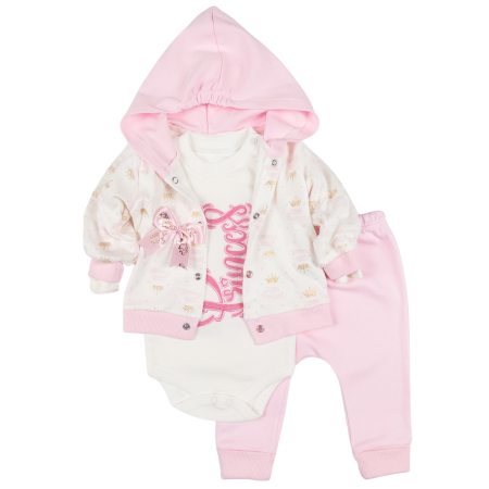 Seturi fetite - Compleu bebelusi fetite, 3 piese, model Princess