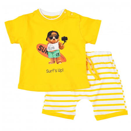 Compleuri bebelusi baieti - Compleu Bebelusi Galben, Model Surf